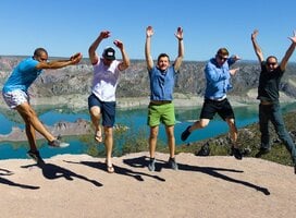 Guys celebrating in Mendoza
