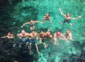Students enjoying a cenote