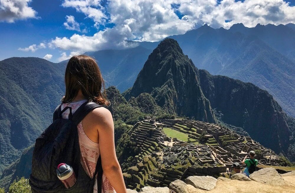 Person visiting Machu Picchu.