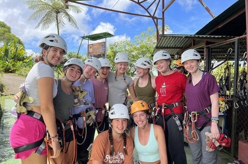Kids pose for a photo.
