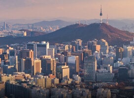 EF Seoul city view at sunset.