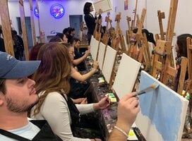 Students enjoy glow painting in Spain