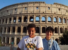 High schoolers in Rome outside the Coliseum.