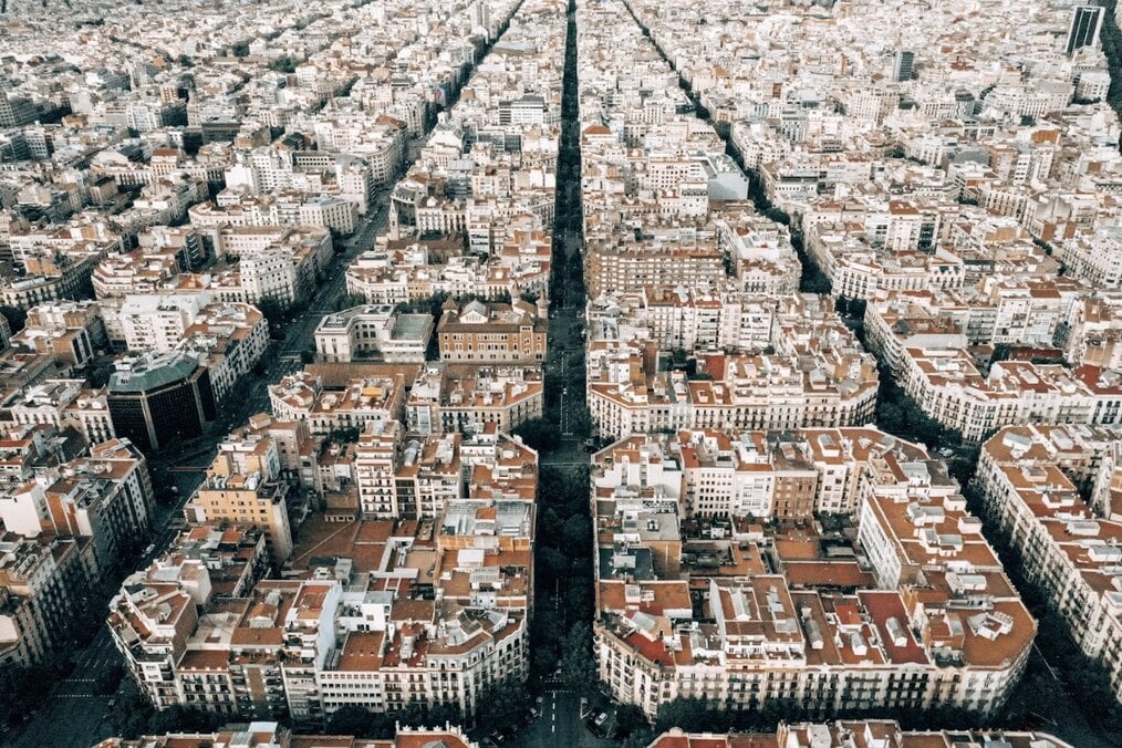 Aerial view of the architecture of Barcelona