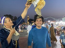 Lankey student enjoying a night out in Jamaa El Fena at Marrakech 